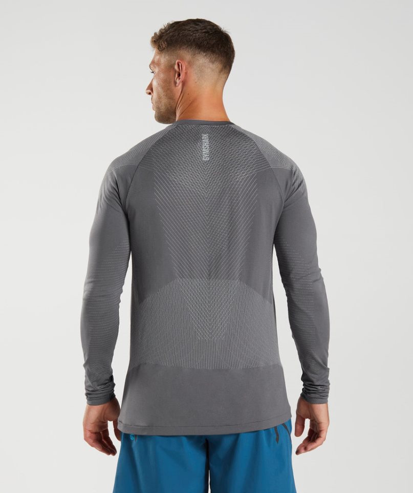 Koszulki Gymshark Apex Seamless Long Sleeve Męskie Szare | PL 063POJ